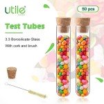 50pcs Glass Test Tubes with Cork Stopper & Brush