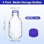 4 Pack 500ml Borosilicate Glass Storage Bottles