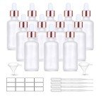 12 Pack Frosted Glass Dropper Bottles with Caps