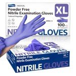 Purple Nitrile Exam Gloves, Powder-Free, Box of 100