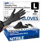 Black Nitrile Exam Gloves, Powder-Free, 100 Pcs