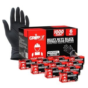 London Labs Heavy Duty Black Nitrile Gloves - 1000 Count