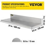VEVOR Stainless Steel Wall Shelves, Heavy Duty 2-Pack