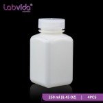 Labvida 250ml Square HDPE Reagent Bottles - 4 Pack