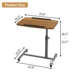 Furist Adjustable Rolling Bedside Table with Wheels