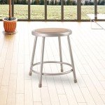 Heavy Duty Grey Steel Stool - 18" Height