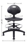 Ergonomic Medium Bench Stool with Adjustable Footring