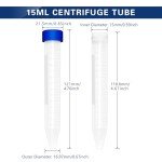 15ml Plastic Centrifuge Tubes with Rack - 100 PCS