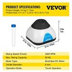 VEVOR Mini Vortex Mixer Shaker 3000RPM 50ML