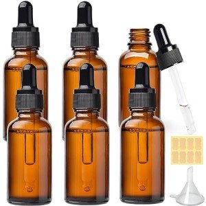 6-Pack 2 oz Amber Glass Dropper Bottles