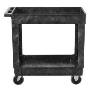 2-Shelf Rubbermaid Utility Cart with Wheels, Black