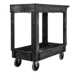 2-Shelf Rubbermaid Utility Cart with Wheels, Black