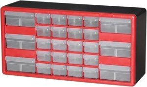 26-Drawer Plastic Storage Cabinet - Red