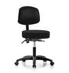 Height Adjustable Doctor's Stool with Back - Black