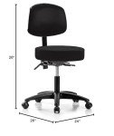 Height Adjustable Doctor's Stool with Back - Black