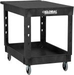 Utility Cart with 2 Flat Black Shelves, 44”