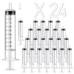 24 Pack 10ml Plastic Syringes for Lab Use