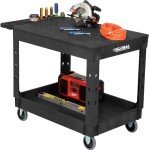 Utility Cart with 2 Flat Black Shelves, 44”