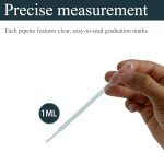 100 Pack Clear Plastic Transfer Pipettes - 1ML