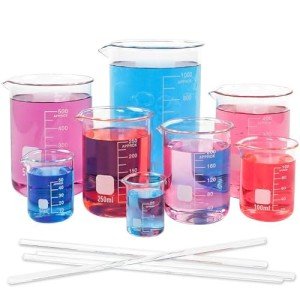 8-Piece Glass Graduated Beaker Set with Stirring Rods