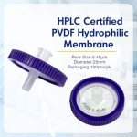 PVDF Syringe Filters 0.45µm, 25mm Disc, Pack of 100