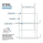 White Metal Double Gloves Dispenser and Tissue Shelf