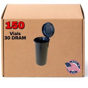 150 Black Pop Top Vials - BPA Free Containers