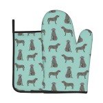 Silver Lab Oven Mitts with Quilted Liner