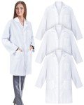 3-Pack White Unisex Lab Coats for Adults