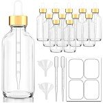 Clear Glass Dropper Bottles with Measurements, 12 Pack