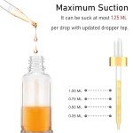 Clear Glass Dropper Bottles with Measurements, 12 Pack