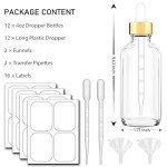Clear Glass Dropper Bottles with Measurements, 12 Pack