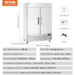 VEVOR 44.21 Cu. Ft. Stainless Steel Reach-In Freezer