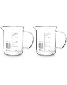 QWORK 250ml Borosilicate Glass Beaker Set