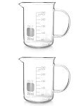 QWORK 250ml Borosilicate Glass Beaker Set