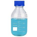 Round Media Storage Bottles with Blue Screw Cap