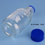 Round Media Storage Bottles with Blue Screw Cap