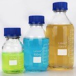 Round Media Storage Bottles with Blue Screw Cap