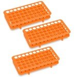 Orange Plastic Test Tube Holders with Silicone Racks