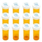 Child Resistant Pill Bottles - 12 Pack, Amber