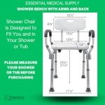 Height Adjustable Shower and Bath Bench with Arms