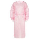 Pink Disposable Isolation Gowns - Fluid Resistant (Case of 50)