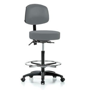 Height Adjustable Doctor's Stool with Backrest