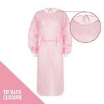 Pink Disposable Isolation Gowns - Fluid Resistant (Case of 50)
