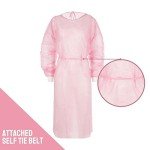 Pink Disposable Isolation Gowns - Fluid Resistant (Case of 50)