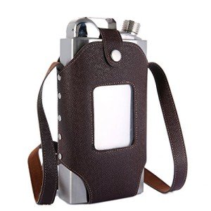 Large Capacity Stainless Steel Whiskey Flask with Holster
