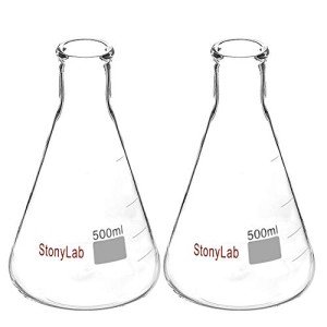 Stonylab 2-Pack 500ml Heavy Wall Erlenmeyer Flasks
