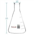 Stonylab 2-Pack 500ml Heavy Wall Erlenmeyer Flasks