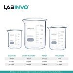 Low Form Graduated Glass Beaker Set - 500ml, 1000ml, 2000ml