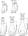 QWORK Borosilicate Erlenmeyer Flask Set - 50ml to 1000ml